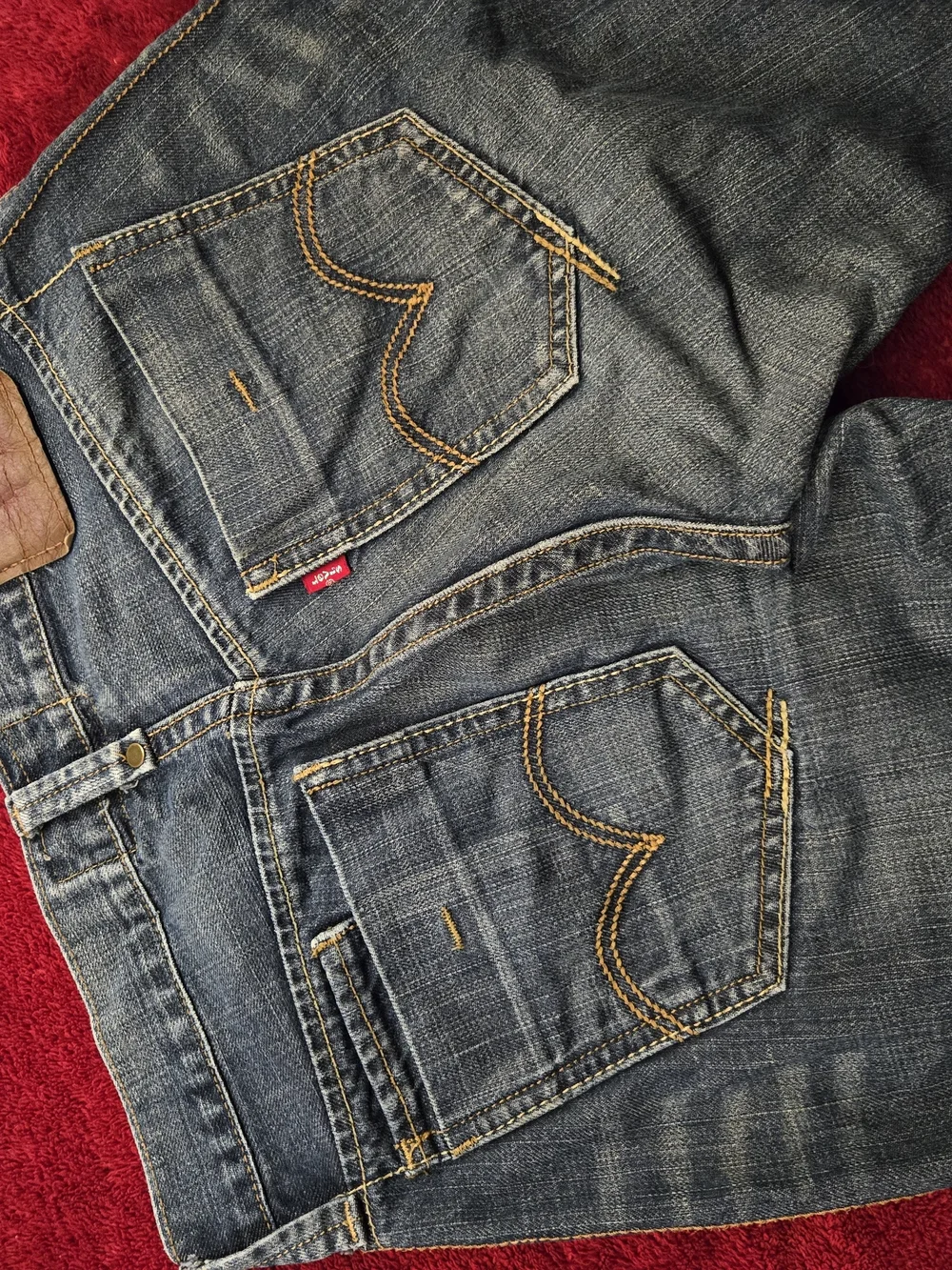 Levi's Riveted Mud Wash Dark Blue Denim Straight Jeans